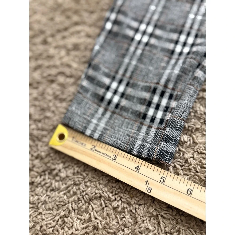 YoungLA Mens 32x30 Plaid Trousers Grey Black White Slim Fit Model 614 Dapper